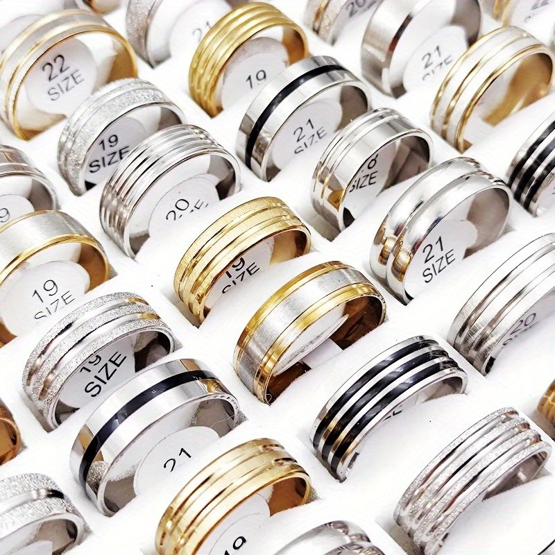 30pcs Women's Fashion Stacked Ring Set, Silvery & Golden